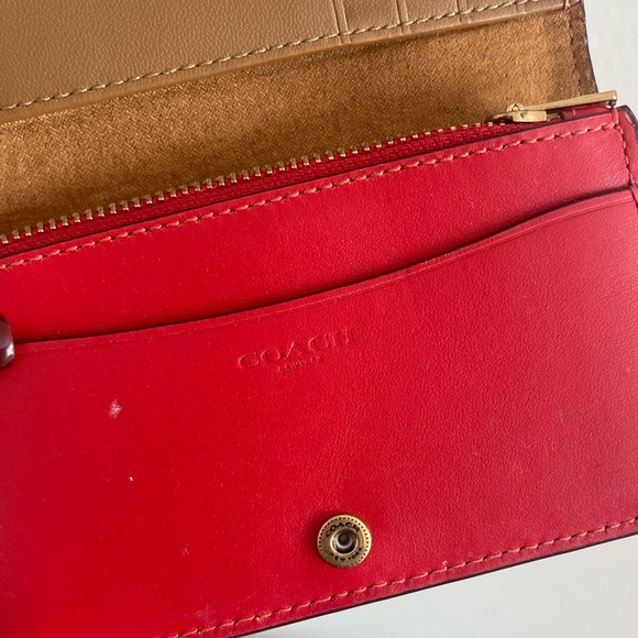 Coach Scarlet Card Wallet with Gold Accent - Picture 4 of 5
